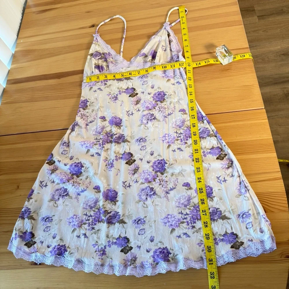 Hanna Babydoll Top Floral Butter Yellow Purple Slip Coquette Bow Detail Dainty M - Picture 5 of 9